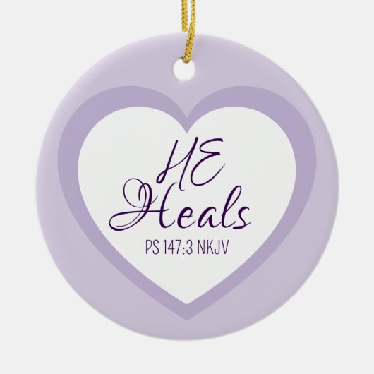 God Heals the Brokenhearted Light Purple Christmas セラミックオーナメント (正面)