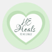 God Heals the Brokenhearted Soft Green Encouraging ラウンドシール (正面)