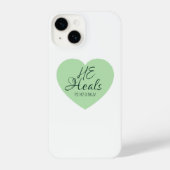 God Heals the Brokenhearted Soft Green Encouraging iPhoneケース (裏面)