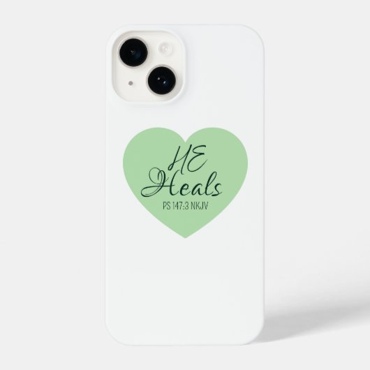God Heals the Brokenhearted Soft Green Encouraging iPhoneケース (裏面)