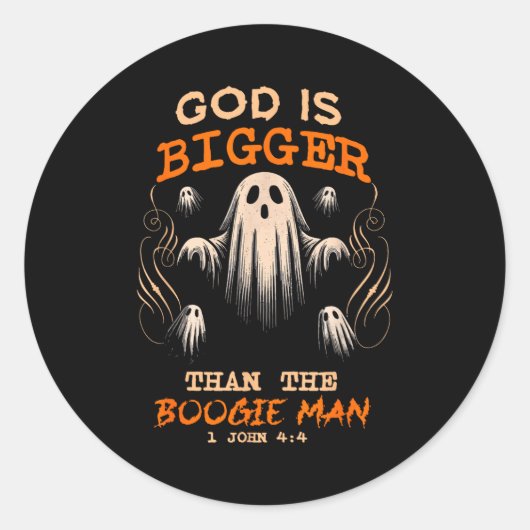 God Is Bigger Soky Season Christian Funny Hallowee ラウンドシール (正面)