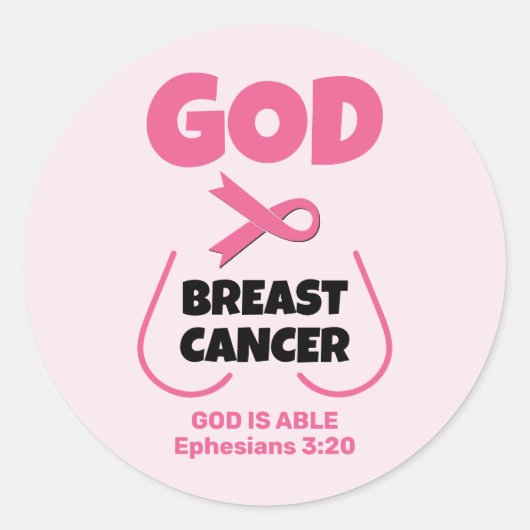 GOD IS BIGGER THAN BREAST CANCER Prayer Card ラウンドシール (正面)