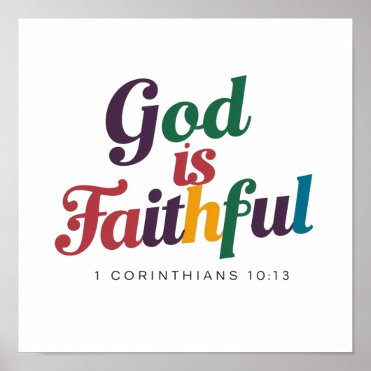 God is Faithful 1 Corinthians 10:13 Biblical Verse ポスター (正面)