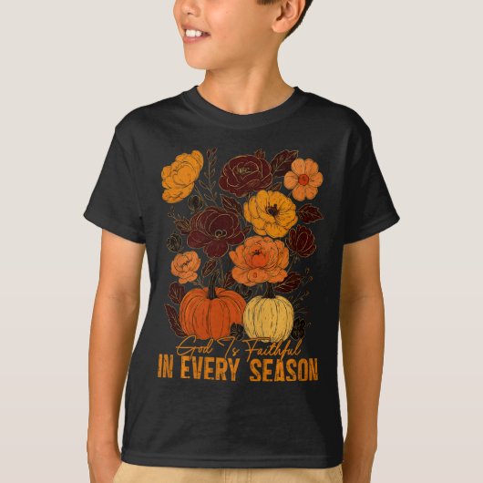 God Is Faithful In Every Season Christian Fall Boh Tシャツ (正面)