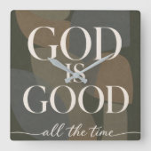 GOD IS GOOD | キリスト教 スクエア壁時計 (正面)