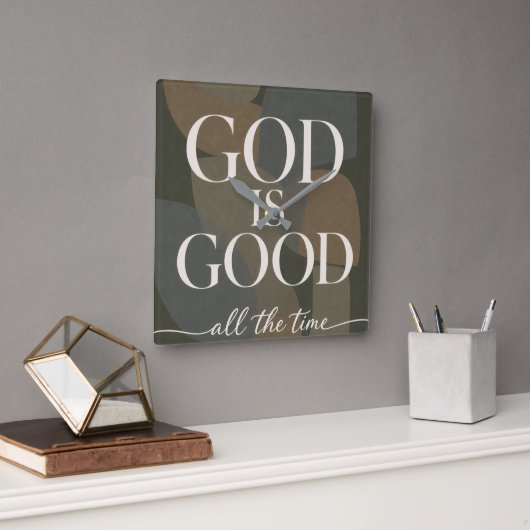 GOD IS GOOD | キリスト教 スクエア壁時計 (オフィス)