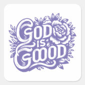 「God is Good」タイポグラフィ スクエアシール (正面)