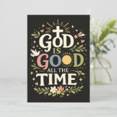 God Is Good All The Time Christian Faith Quote 招待状 (スタンド正面)