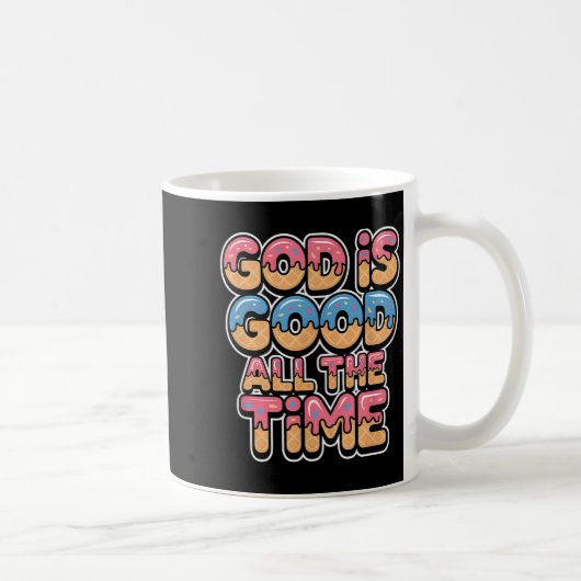 God Is Good All The Time Christian Ice Cream Drip コーヒーマグカップ (右)