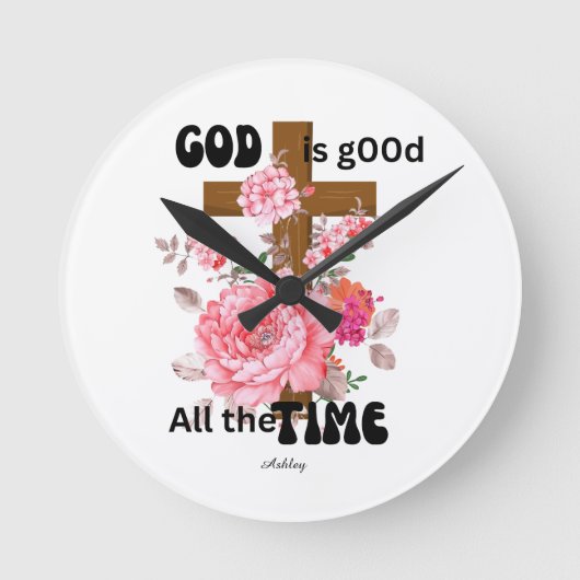 God is good all the time Christian saying  ラウンド壁時計 (正面)