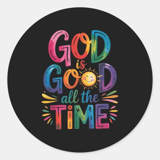 God Is Good All The Time Jesus Christ Christian Gi ラウンドシール (正面)