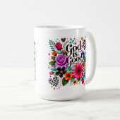 God is Good Floral Christian Faith コーヒーマグカップ (正面右)