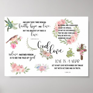 God is Love Bible Verse Inspirational Phrases ポスター