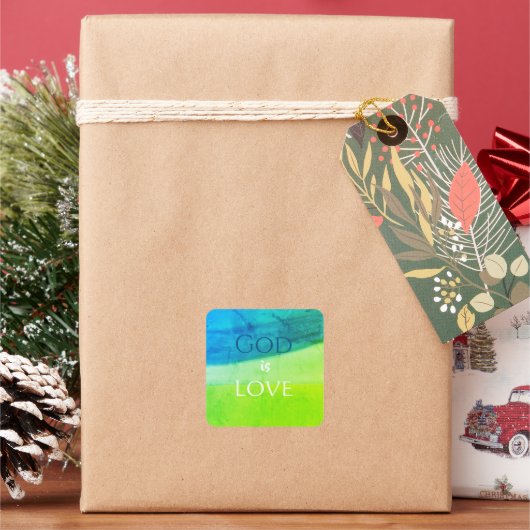 God is Love Inspirational スクエアシール (クリスマス)