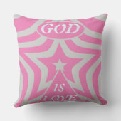 "God Is Love" Pastel Pink & Gray Star Christian クッション (裏面)