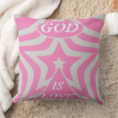 "God Is Love" Pastel Pink & Gray Star Christian クッション (ブランケット)