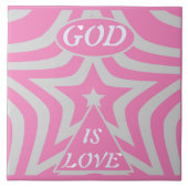 "God Is Love" Pastel Pink & Gray Star Nursery Art  タイル (正面)
