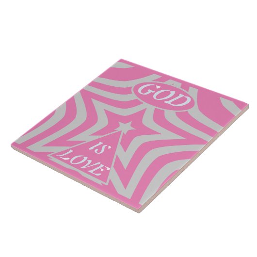 "God Is Love" Pastel Pink & Gray Star Nursery Art  タイル (側面)