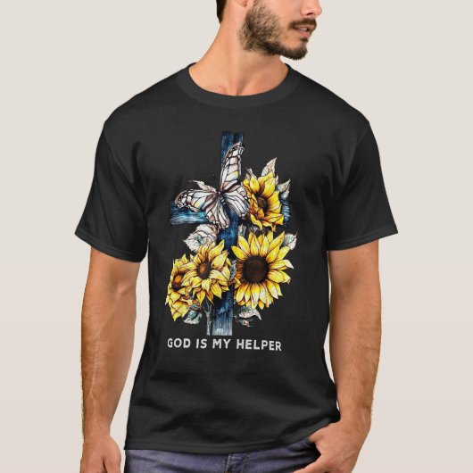 God is my helper Sunflower  for Women Faith Based Tシャツ (正面)