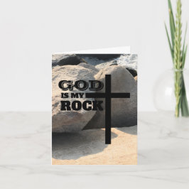 God is My Rock Bible Verse Black Cross Christian カード