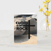 God is My Rock Bible Verse Black Cross Christian カード (黄色い花)