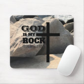 God is My Rock Bible Verse Black Cross Christian マウスパッド (マウス)