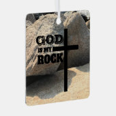 God is My Rock Bible Verse Black Cross Christian メタルオーナメント (正面右)