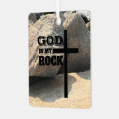 God is My Rock Bible Verse Black Cross Christian メタルオーナメント (正面左)