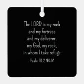 God is My Rock Bible Verse Black Cross Christian メタルオーナメント (裏面)