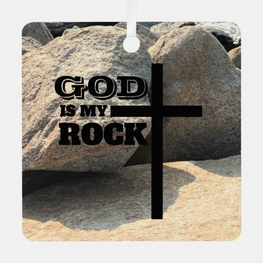 God is My Rock Bible Verse Black Cross Christian メタルオーナメント (正面)