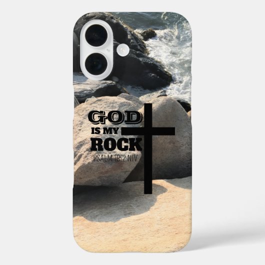 God is My Rock Bible Verse Black Cross Christian Case-Mate iPhoneケース (裏面)