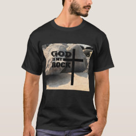 God is My Rock Bible Verse Black Cross Christian Tシャツ