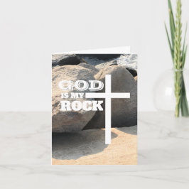 God is My Rock Bible Verse White Cross Christian カード