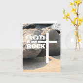 God is My Rock Bible Verse White Cross Christian カード (黄色い花)