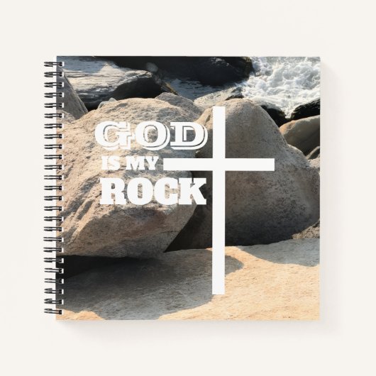 God is My Rock Bible Verse White Cross Christian ノートブック (正面)