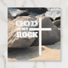 God is My Rock Bible Verse White Cross Christian フェイバータグ