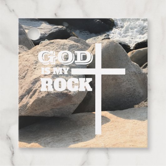 God is My Rock Bible Verse White Cross Christian フェイバータグ (正面)