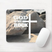 God is My Rock Bible Verse White Cross Christian マウスパッド (マウス)