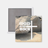 God is My Rock Bible Verse White Cross Christian マグネット (正面/裏面)