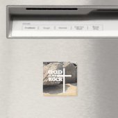 God is My Rock Bible Verse White Cross Christian マグネット (インサイチュ (食洗機))