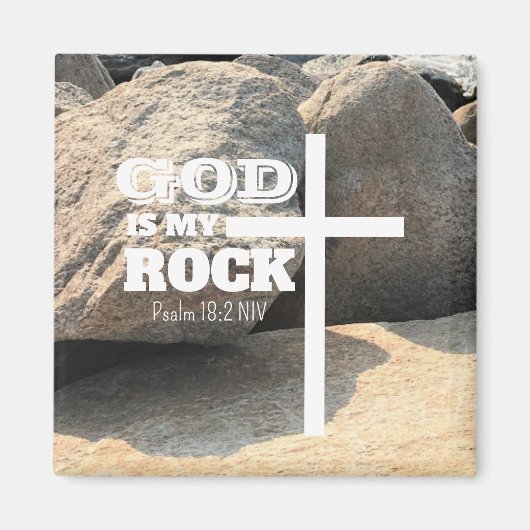 God is My Rock Bible Verse White Cross Christian マグネット (正面)