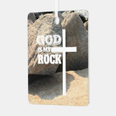 God is My Rock Bible Verse White Cross Christian メタルオーナメント (正面左)