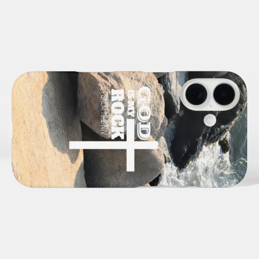 God is My Rock Bible Verse White Cross Christian Case-Mate iPhoneケース (裏面 (横))