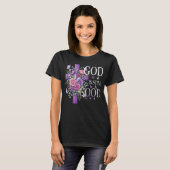 God Is Still Good Purple Floral Cross Christian Tシャツ (正面フル)