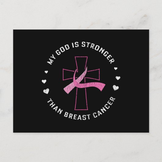 God Is Stronger Breast Cancer Awareness Christian ポストカード (正面)