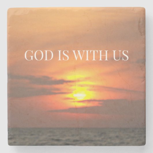 "God Is With Us Sunrise Minimalist Design" ストーンコースター (正面)
