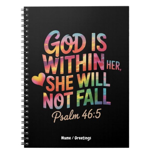 God is Within Her, She Will Not Fall  Bible Women ノートブック (正面)