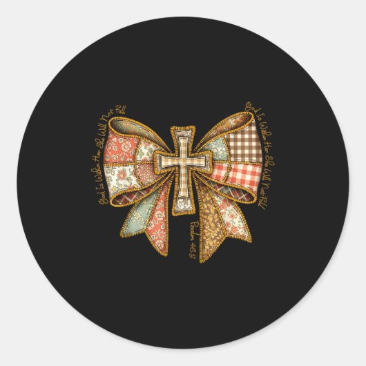 God Is Within Her She Will Not Fall Coquette Bow C ラウンドシール (正面)