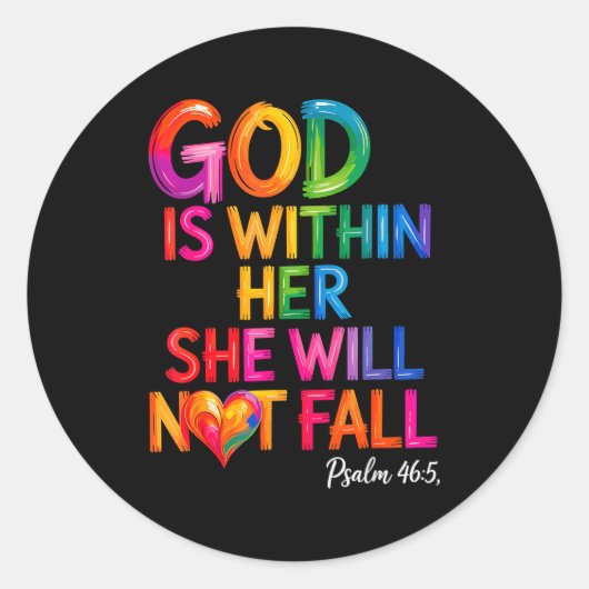 God Is Within Her She Will Not Fall Psalm 46-5  ラウンドシール (正面)