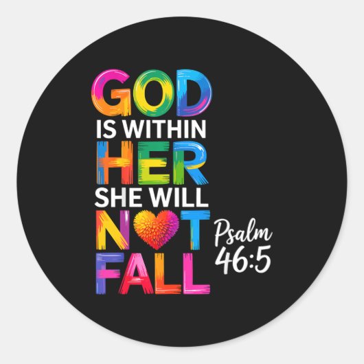 God Is Within Her She Will Not Fall Psalm 46-5  ラウンドシール (正面)